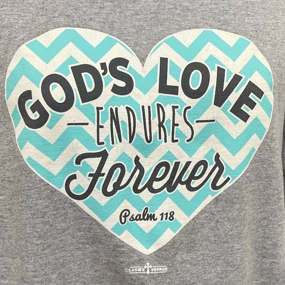 God’s Love Endures Forever Psalm 118 Bible Verse hoodie size XL - Picture 2 of 3